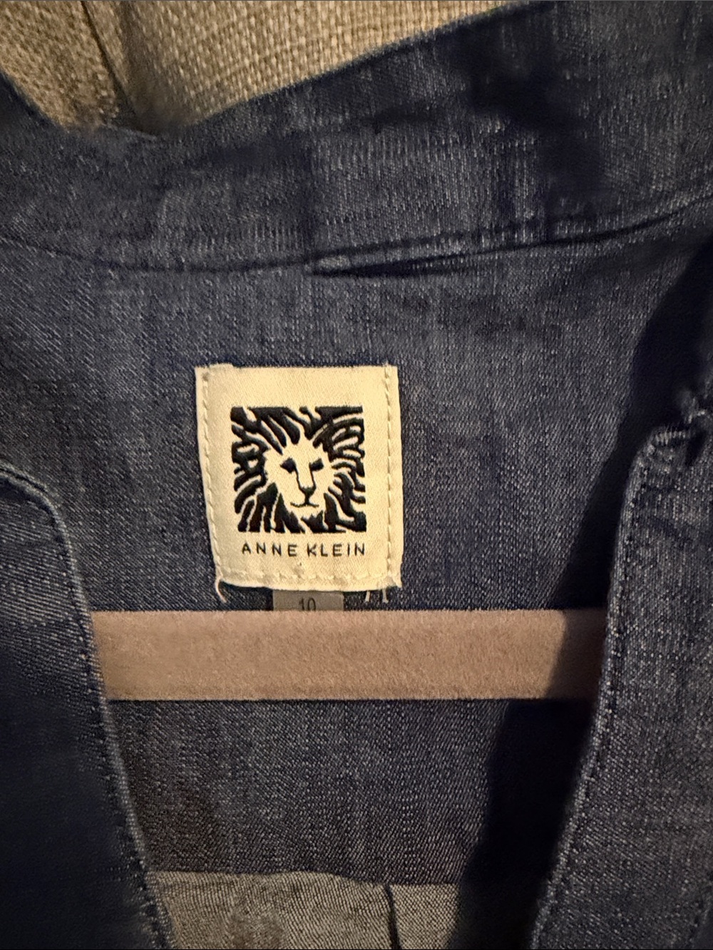 Anne Klein Navy Chambray Shirt Dress - Picture 2 of 4